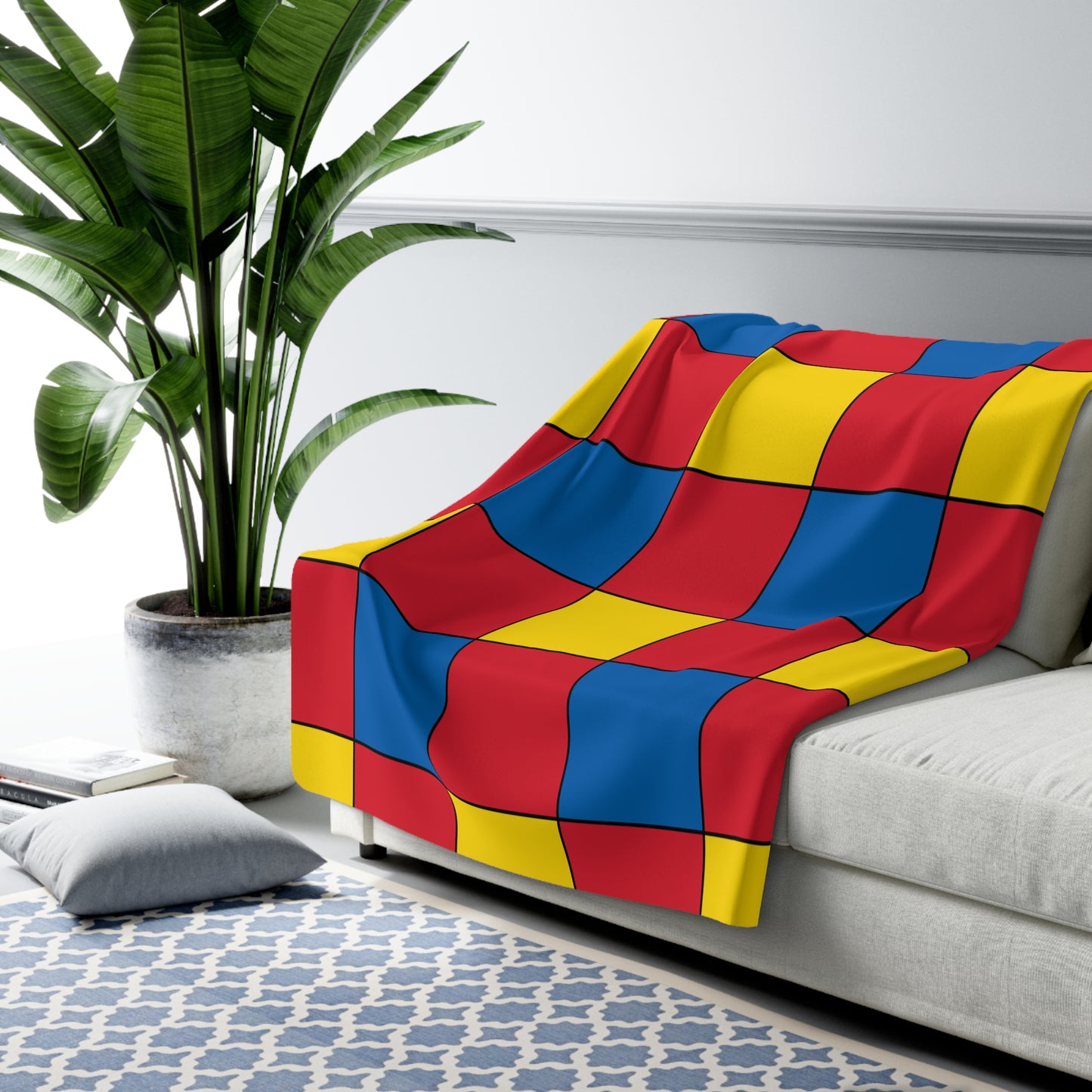Mongolia Retro Check Blanket Throw