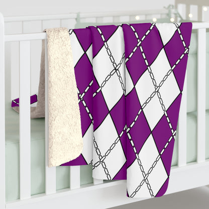Purple, White Retro Argyle Blanket Throw