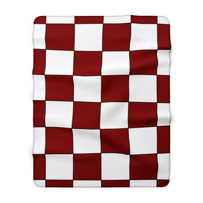 Maroon, White Retro Check Blanket Throw