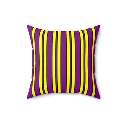 Purple, Yellow Retro Stripes Cushion Pillow
