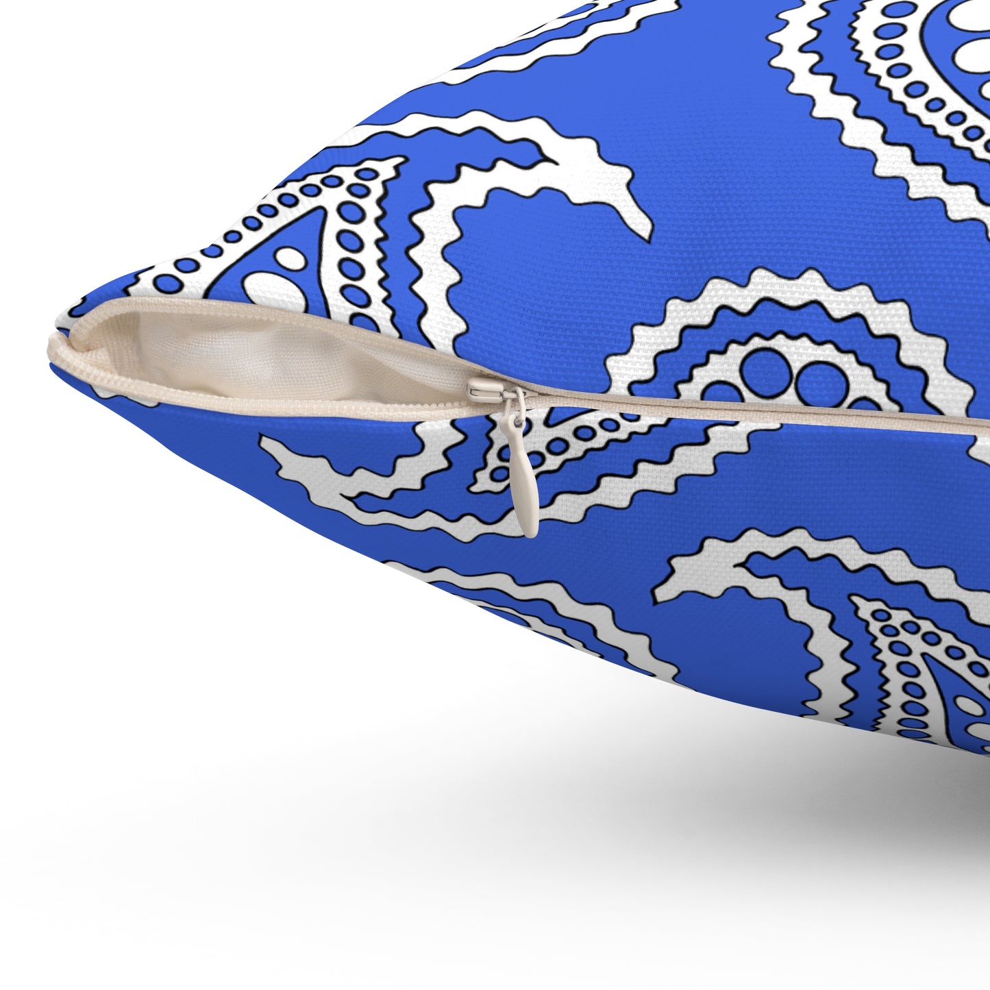 Royal Blue, White Retro Paisley Cushion Pillow