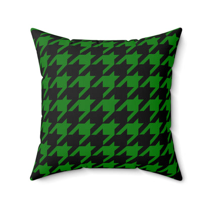 Green, Black Retro Houndstooth Cushion Pillow
