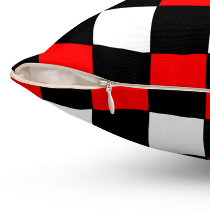 Black, White, Red Retro Check Cushion Pillow