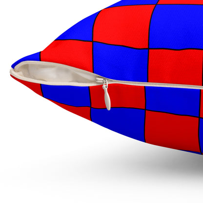 Blue, Red Retro Check Cushion Pillow