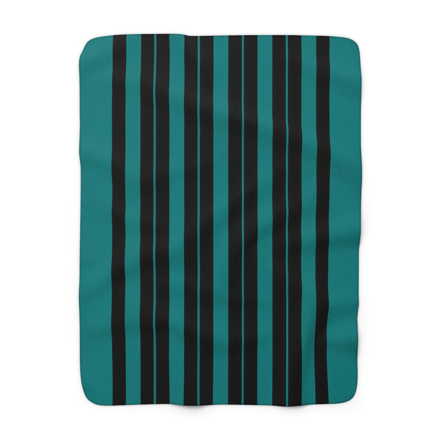 Teal, Black Retro Stripes Blanket Throw
