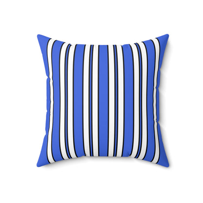 Royal Blue, White Retro Stripes Cushion Pillow