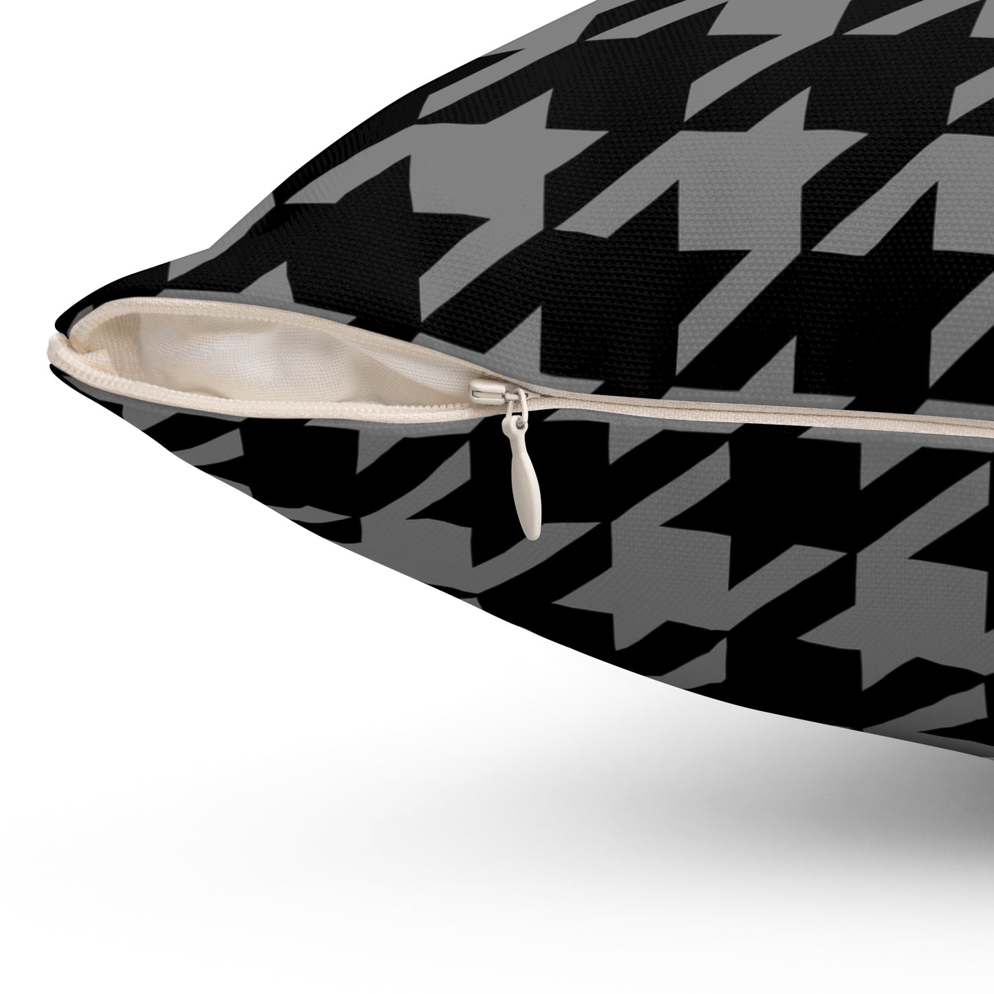 Grey, Black Retro Houndstooth Cushion Pillow