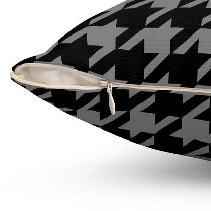 Grey, Black Retro Houndstooth Cushion Pillow