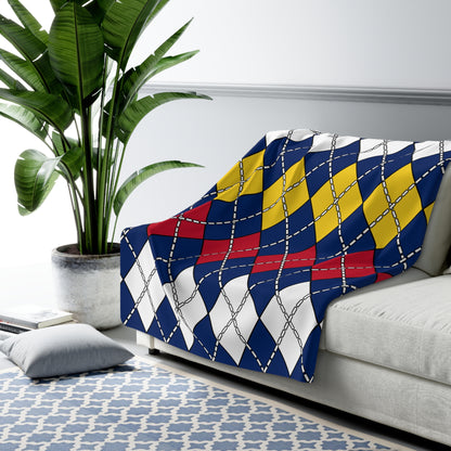 Turks And Caicos Islands Retro Argyle Blanket Throw