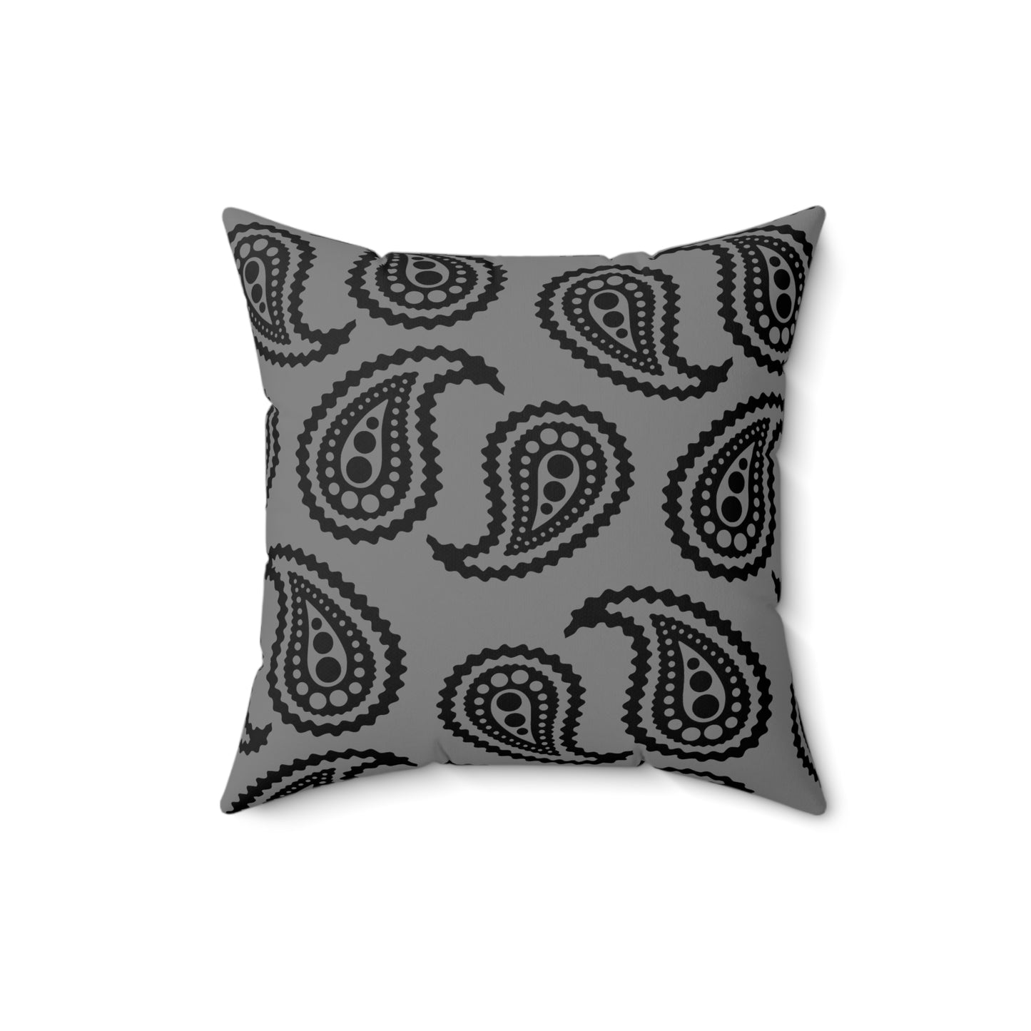 Grey, Black Retro Paisley Cushion Pillow