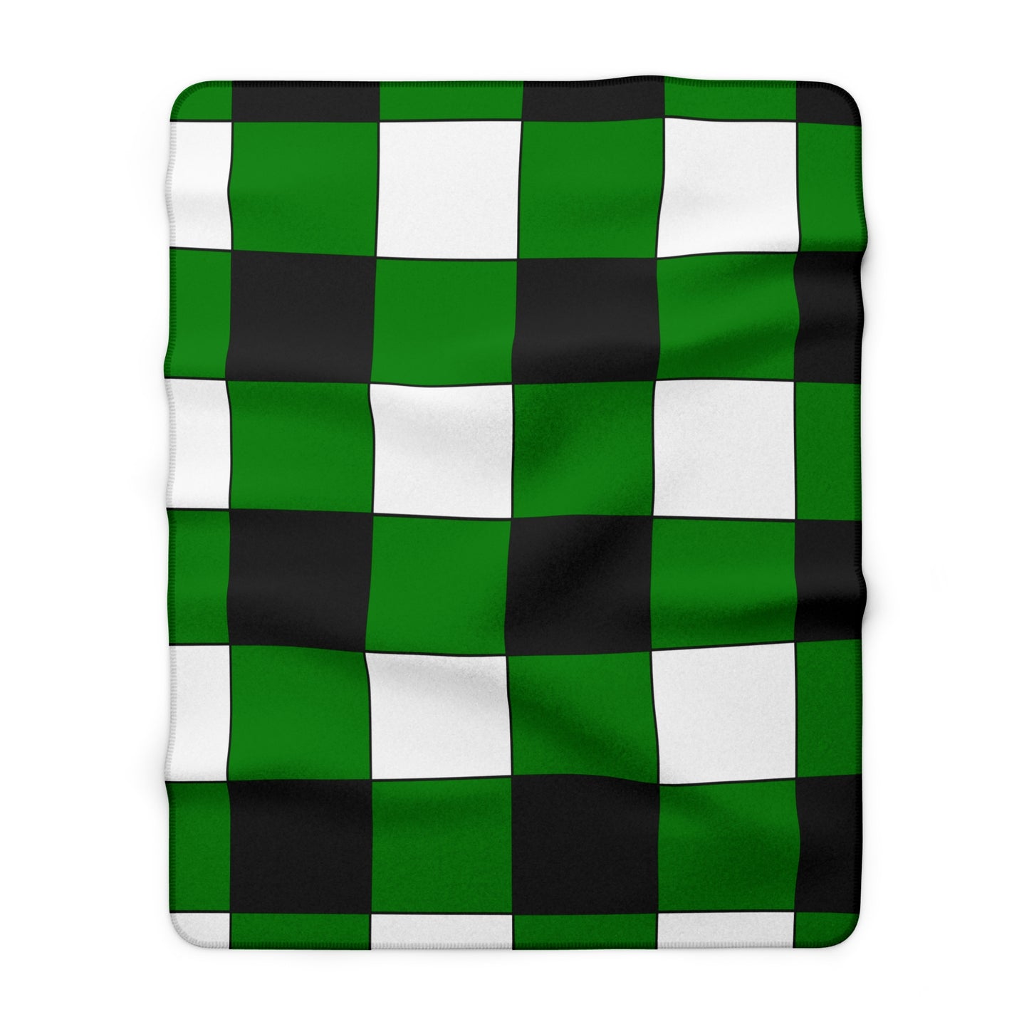 Green, Black, White Retro Check Blanket Throw