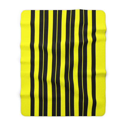 Yellow, Black Retro Stripes Blanket Throw