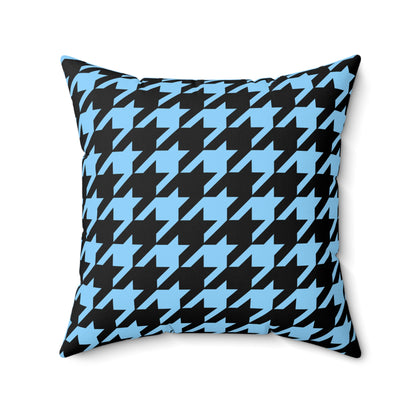 Light Blue, Black Retro Houndstooth Cushion Pillow