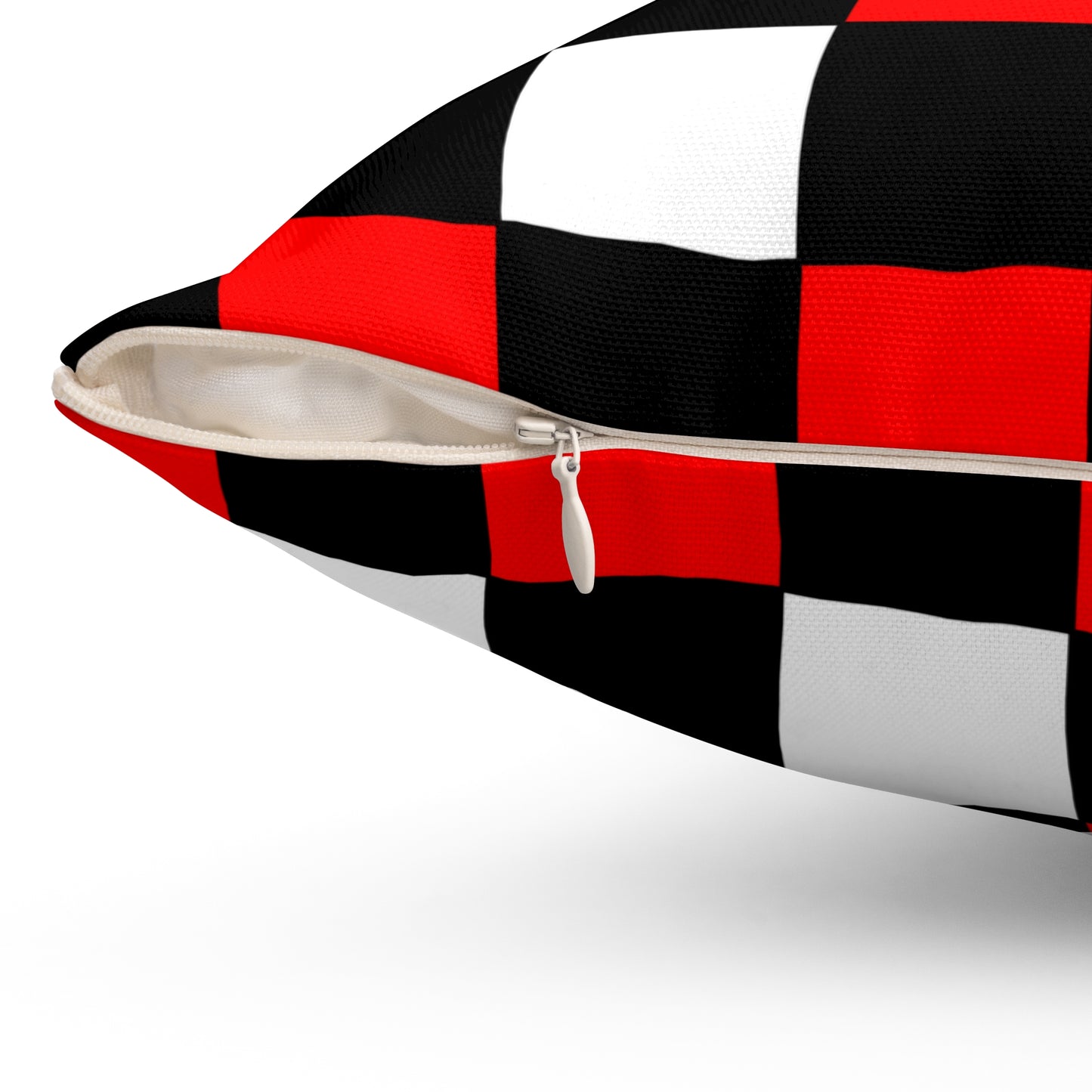 Black, White, Red Retro Check Cushion Pillow