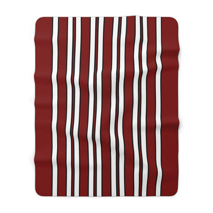 Maroon, White Retro Stripes Blanket Throw