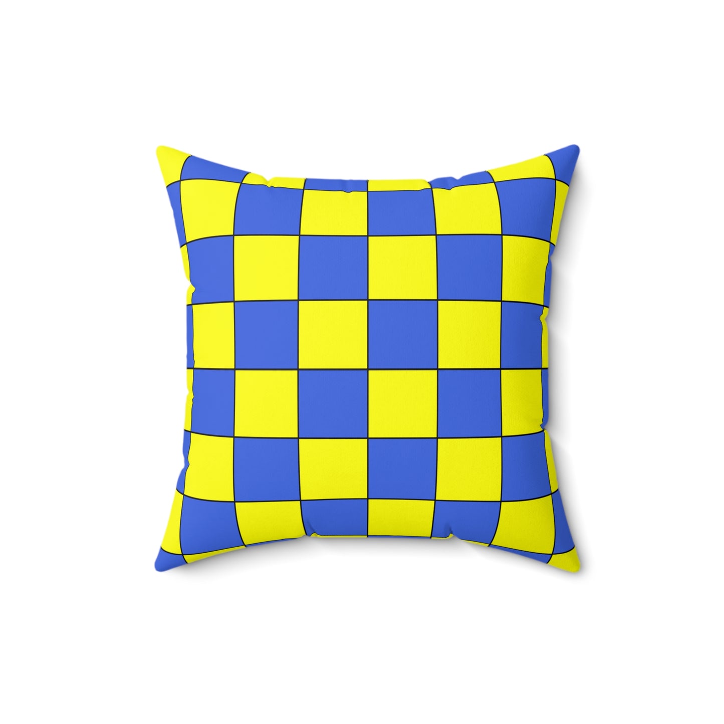 Royal Blue, Yellow Retro Check Cushion Pillow