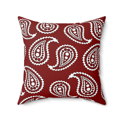 Maroon, White Retro Paisley Cushion Pillow
