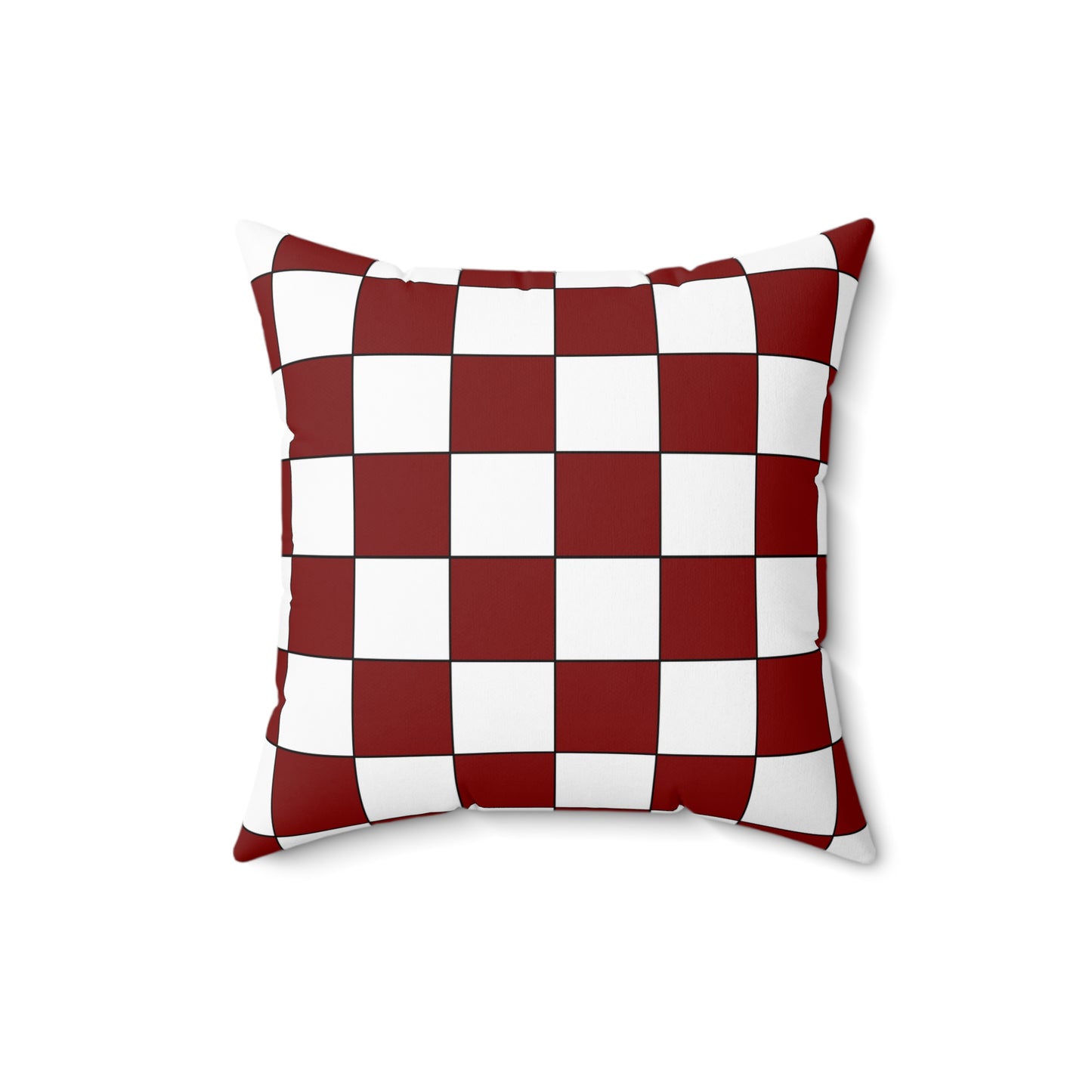 Maroon, White Retro Check Cushion Pillow