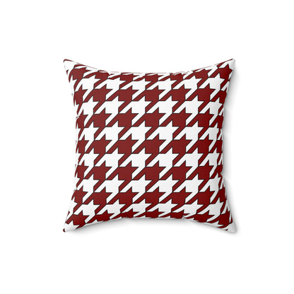 Maroon, White Retro Houndstooth Cushion Pillow