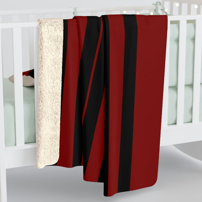 Maroon, Black Retro Stripes Blanket Throw
