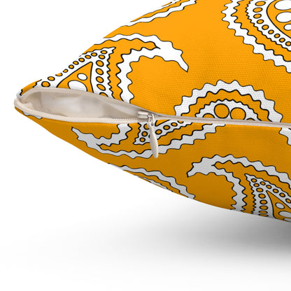 Orange, White Retro Paisley Cushion Pillow
