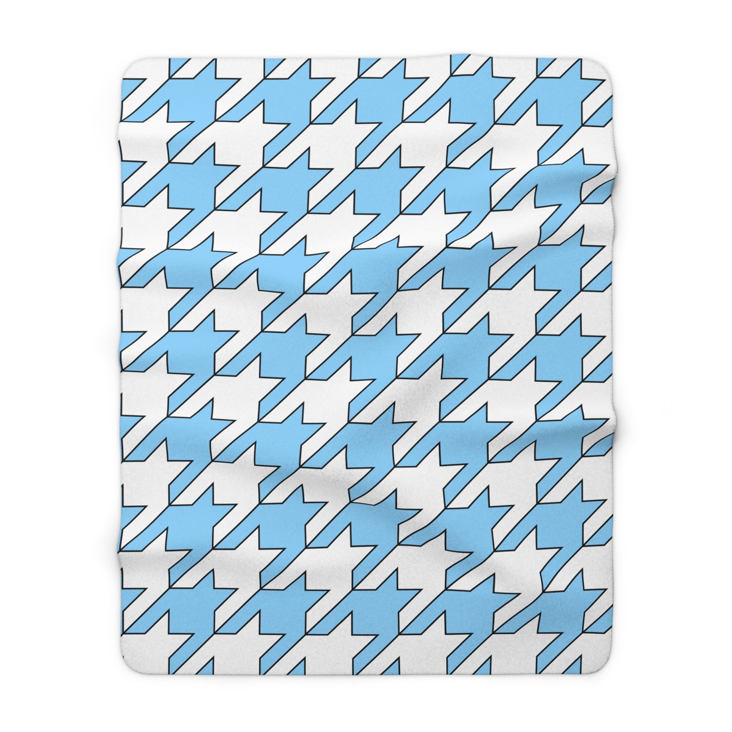 Light Blue, White Retro Houndstooth Blanket Throw