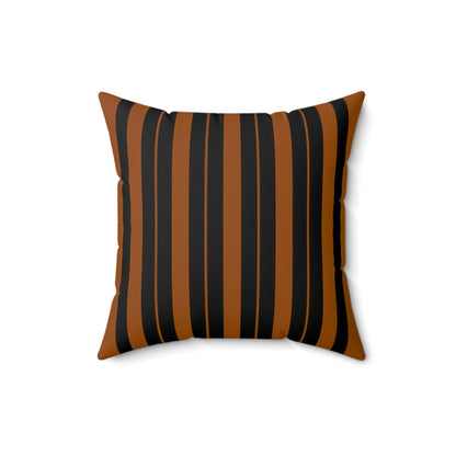 Brown, Black Retro Stripes Cushion Pillow