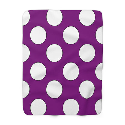 Purple, White Retro Polka Dots Blanket Throw