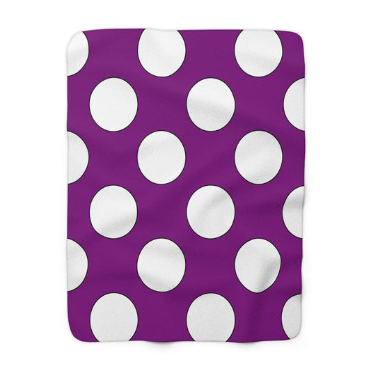 Purple, White Retro Polka Dots Blanket Throw