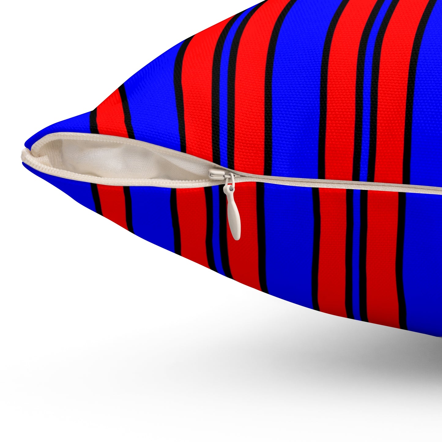 Blue, Red Retro Stripes Cushion Pillow