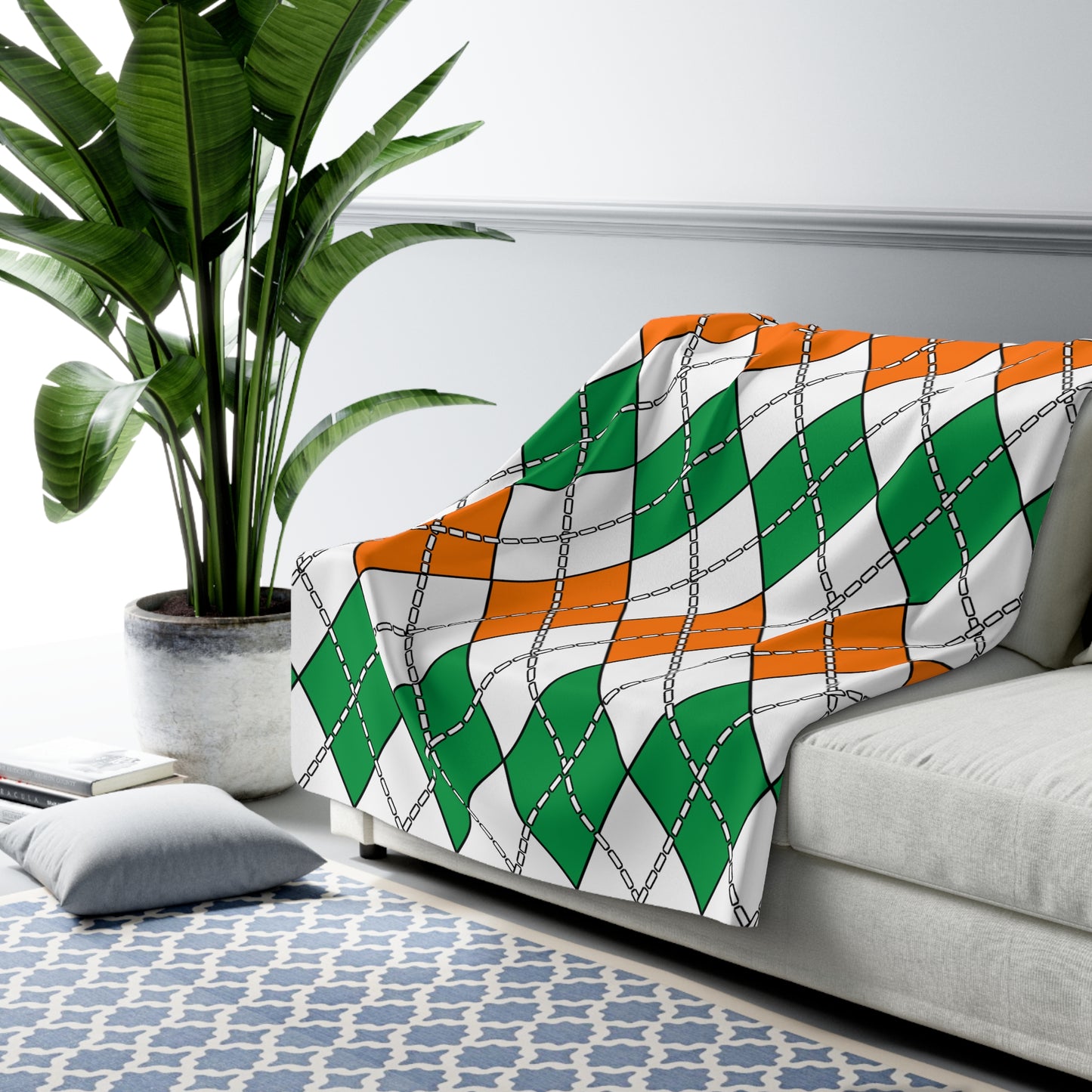 Ireland Retro Argyle Blanket Throw
