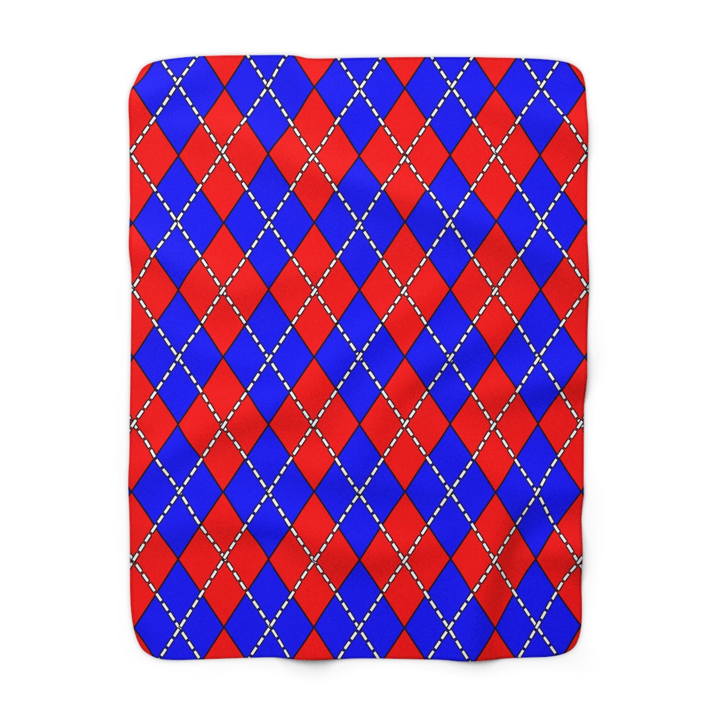 Red, Blue Retro Argyle Blanket Throw