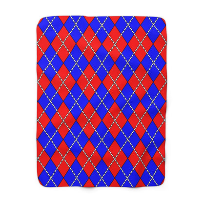 Red, Blue Retro Argyle Blanket Throw