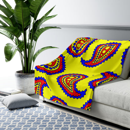 Yellow, Blue, Red Retro Paisley Blanket Throw