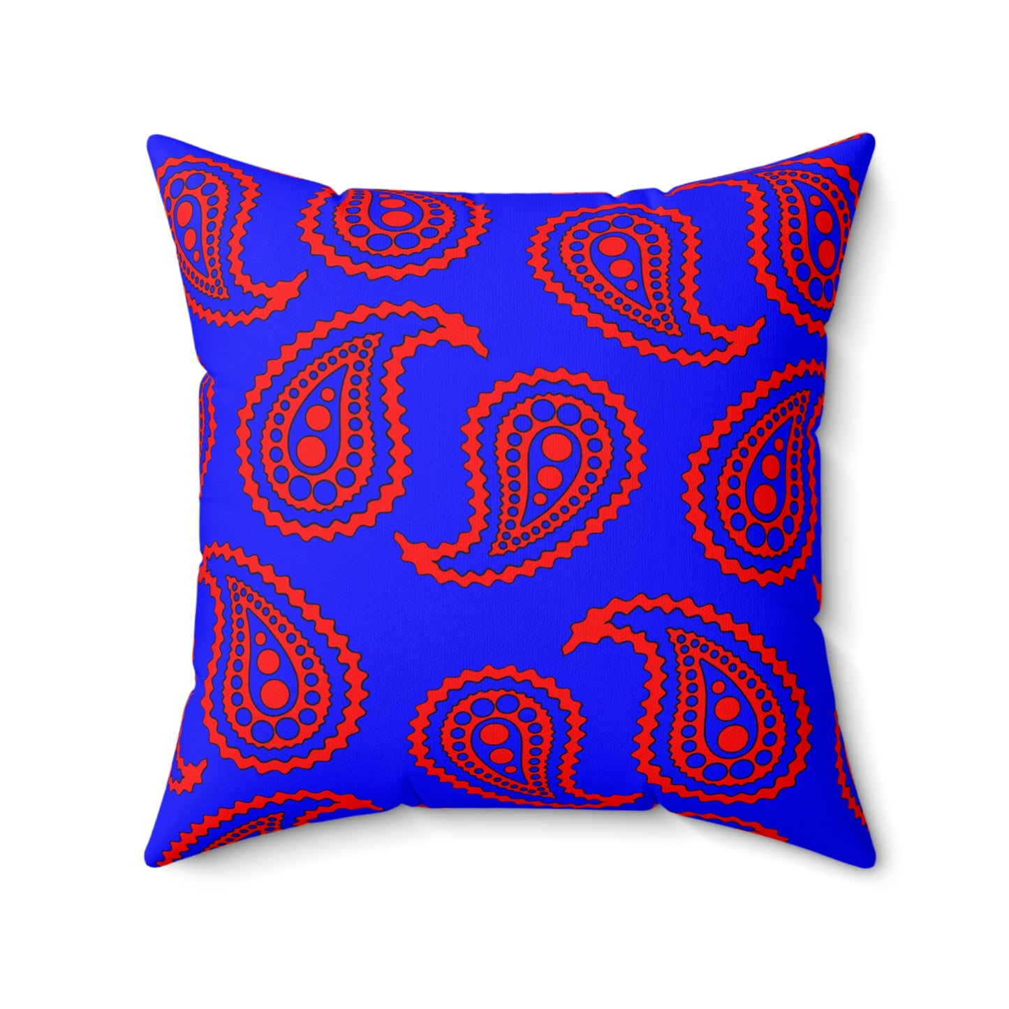 Blue, Red Retro Paisley Cushion Pillow
