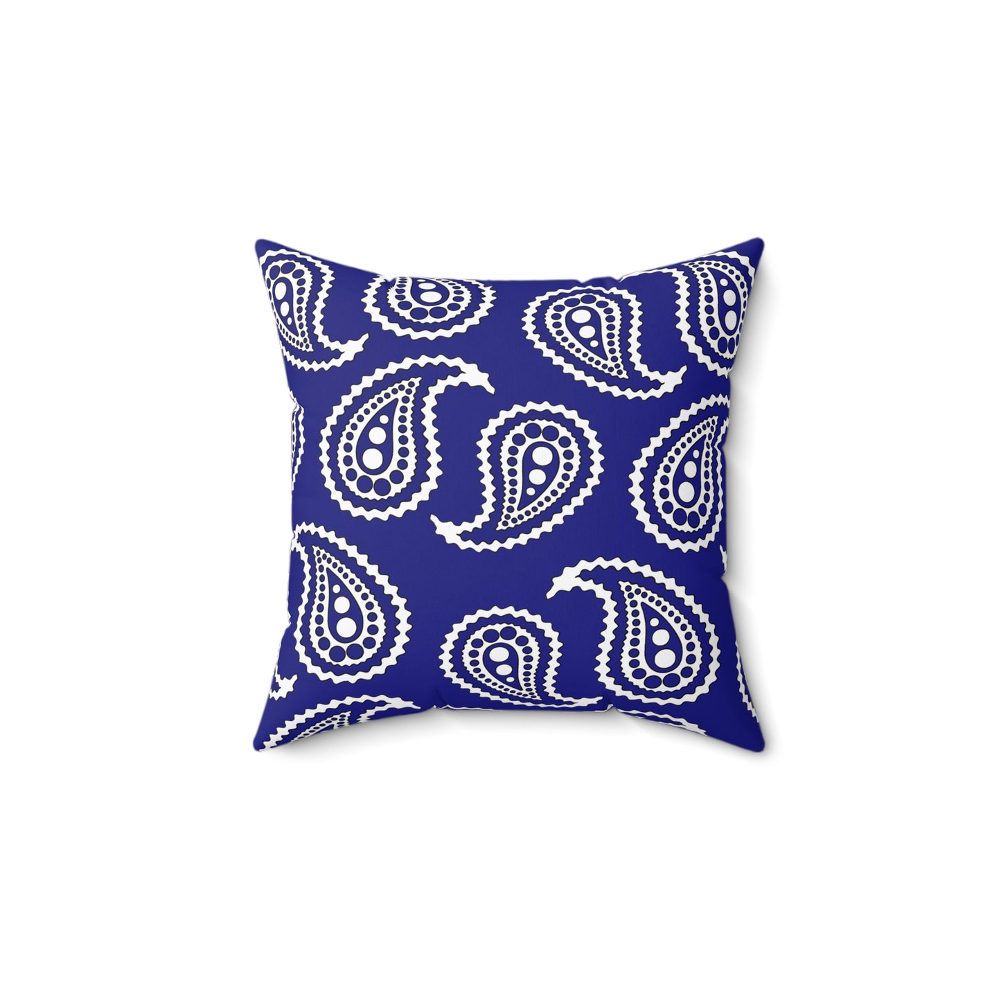 Navy Blue, White Retro Paisley Cushion Pillow