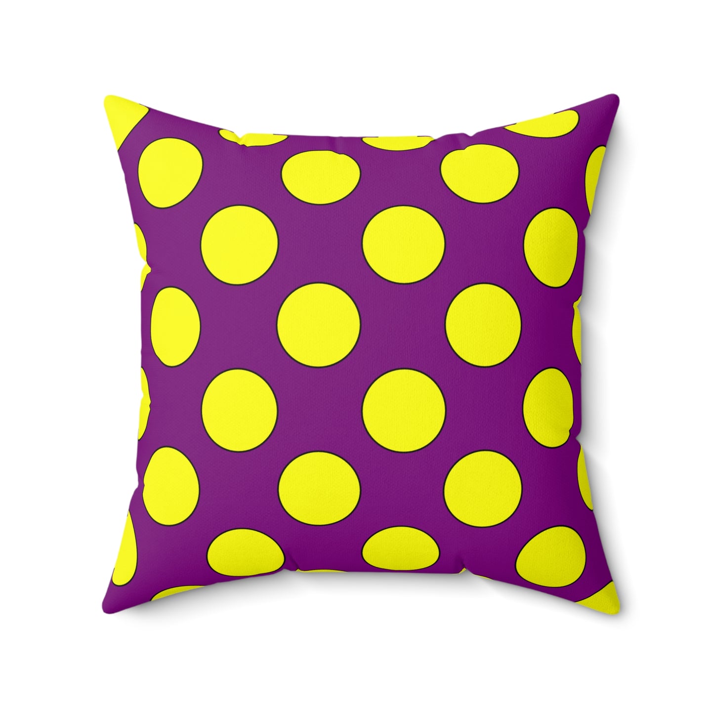 Purple, Yellow Retro Polka Dots Cushion Pillow