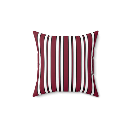 Claret, White Retro Stripes Cushion Pillow