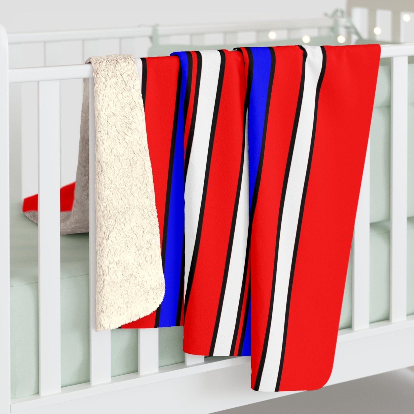 Red, White, Blue Retro Stripes Blanket Throw