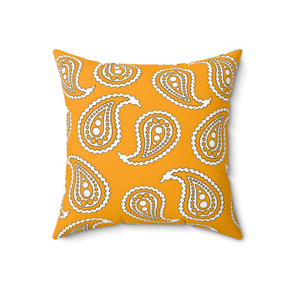 Orange, White Retro Paisley Cushion Pillow