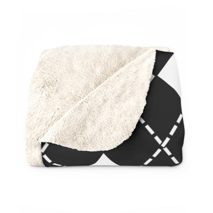 Black, White Retro Argyle Blanket Throw