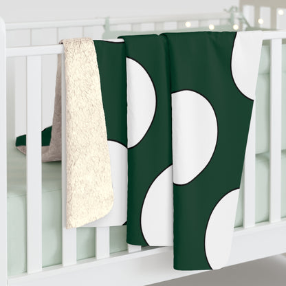 Dark Green, White Retro Polka Dots Blanket Throw
