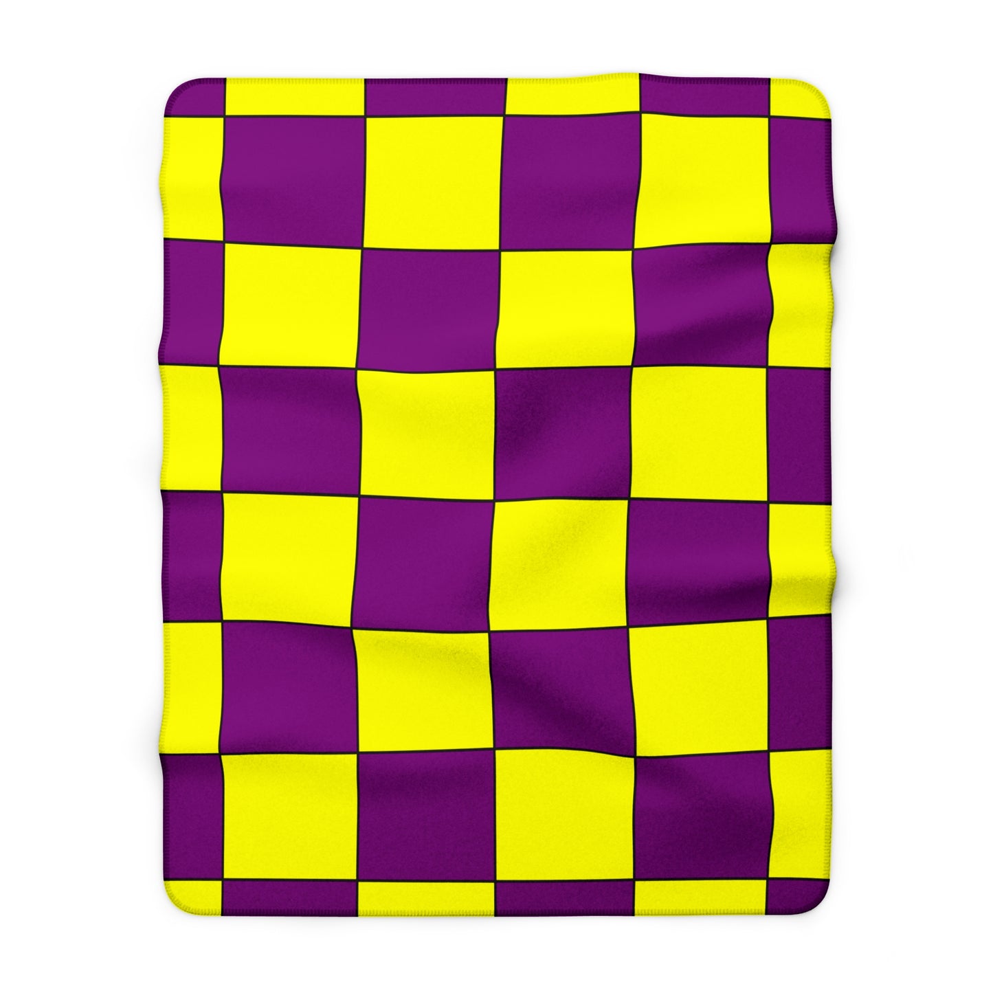 Purple, Yellow Retro Check Blanket Throw