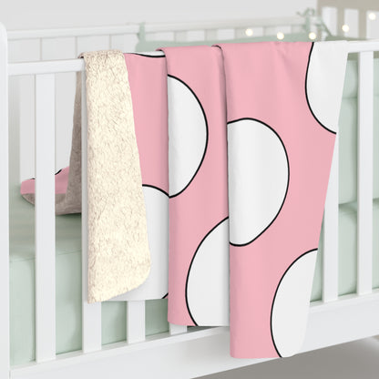 Pink, White Retro Polka Dots Blanket Throw