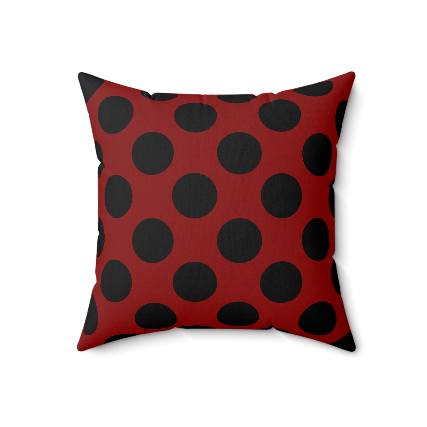 Dark Red, Black Retro Polka Dots Cushion Pillow