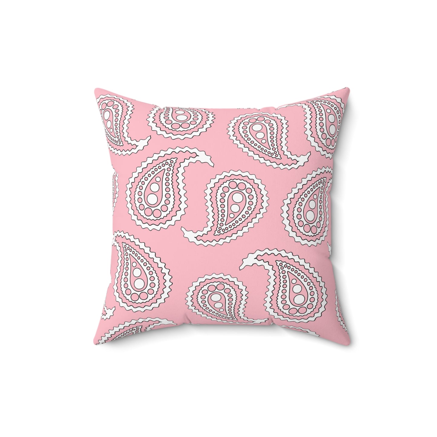 Pink, White Retro Paisley Cushion Pillow
