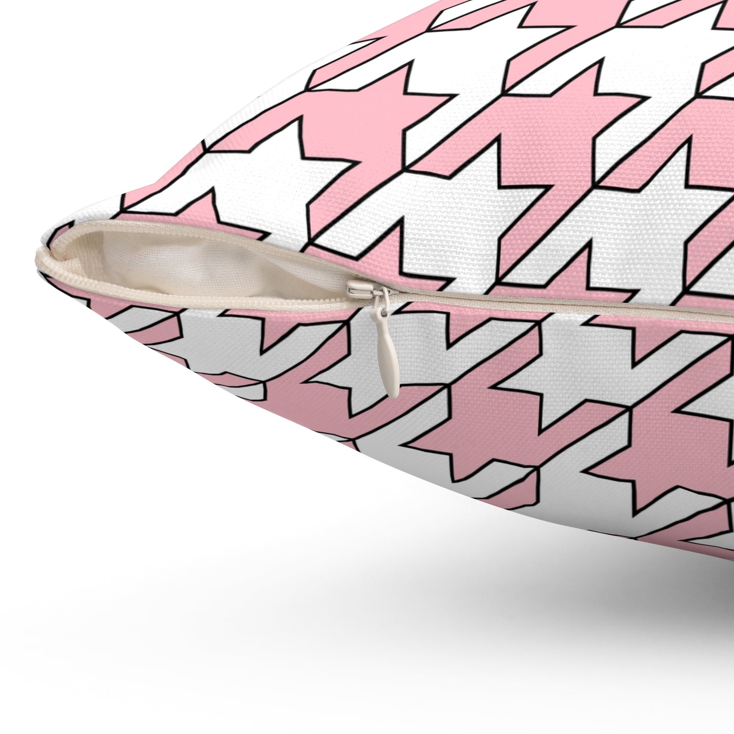 Pink, White Retro Houndstooth Cushion Pillow