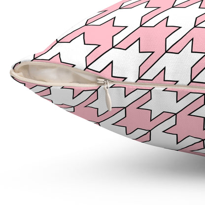 Pink, White Retro Houndstooth Cushion Pillow