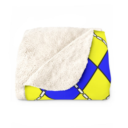 Yellow, Blue, Red Retro Argyle Blanket Throw