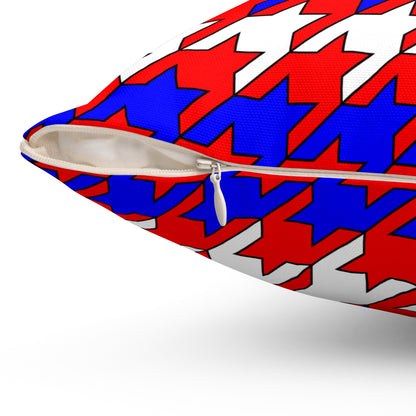 Red, White, Blue Retro Houndstooth Cushion Pillow